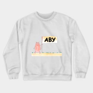 Aby name. Personalized gift for birthday your friend. Cat character holding a banner Crewneck Sweatshirt